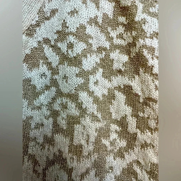 Nine West | Cream Golden Metallic Leopard Print Sweater Size L Large - Picture 8 of 9